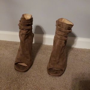 LULU'S Open toe suede booties
